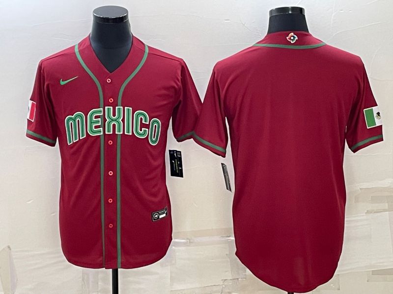 Men 2023 World Cub Mexico Blank Red Nike MLB Jersey4